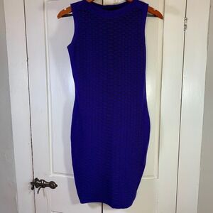 Karen Millen Dopamine Dress Purple Textured Bodycon Sleeveless Size 3 (US 6)